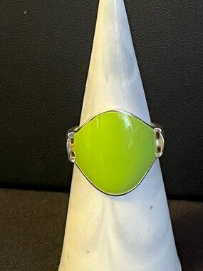 Sterling Silver Green Enamel Inlay Ring